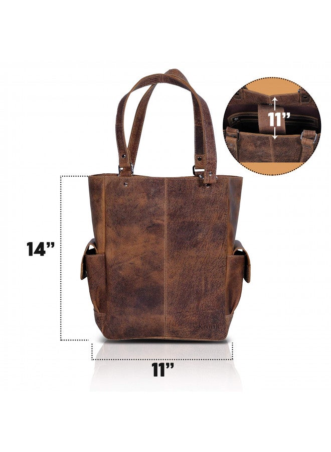 KomalC حقيبة توت جلدية للنساء حقيبة تسوق حقيبة سفر حقيبة متعددة الاستخدامات من كومال سي - Image 1