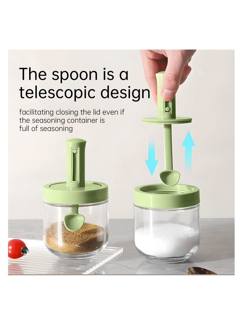 Spice Containers Glass, 3Pcs Kitchen Glass Condiment Containers with Lids 10 oz Spice Jars, Seasonings Container Set for Storage Spices(Green)  - Image 3