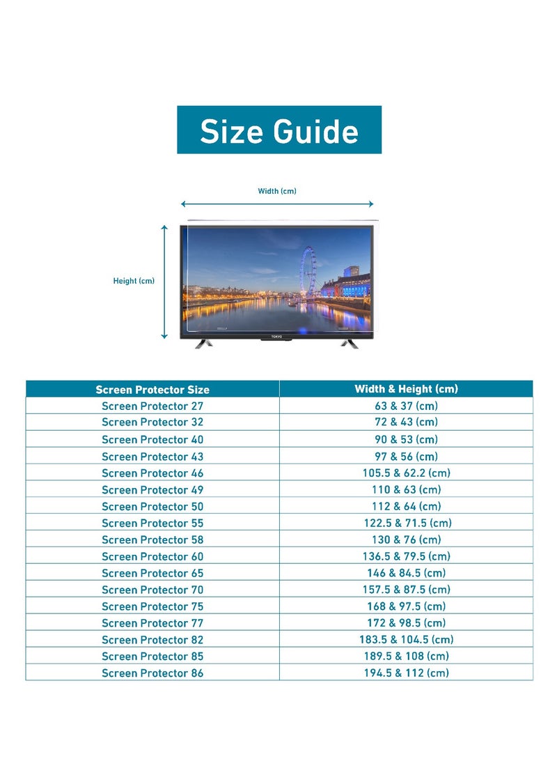 Sea Technology - 70 Inch Tv Screen Protector, Made of Solid Acrylic Material with a Thickness of 3 mm, Anti Blue light, Anti Scratches, Guard against Radiation, Compatible with all Types of Tv screens - Image 1