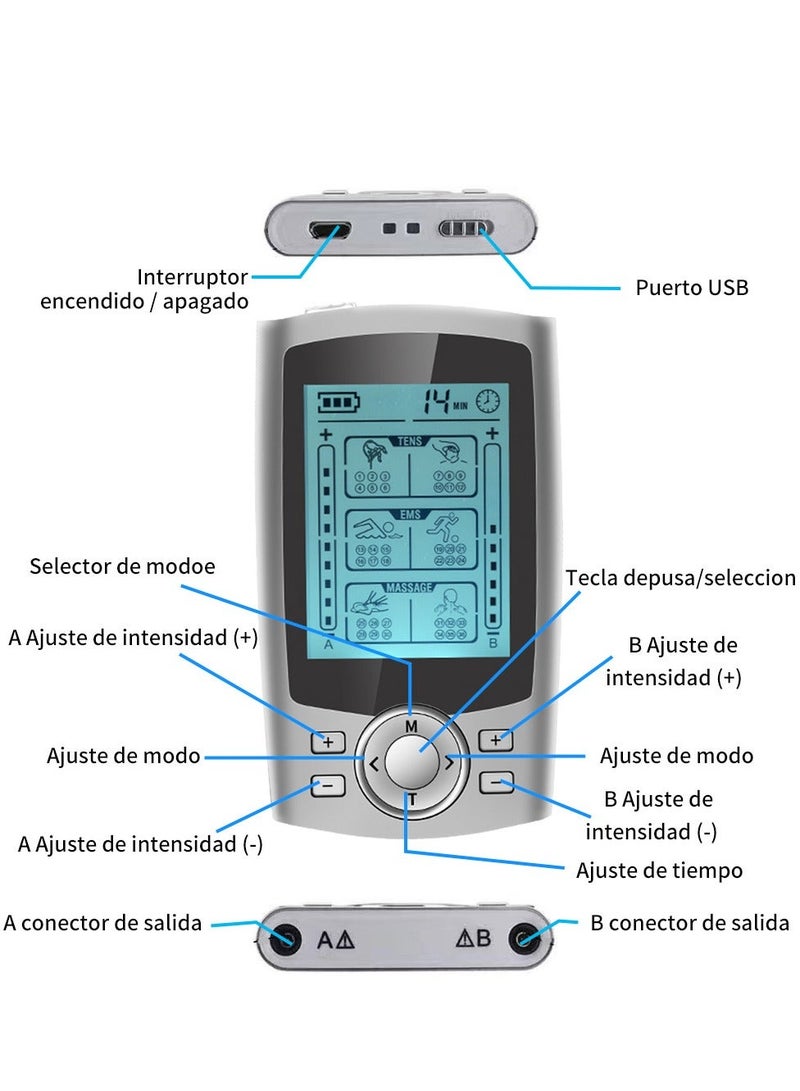 MHD Dual Channel TENS EMS Muscle Stimulator 36 Modes Electronic Pulse Massager for Pain Relief with 10 Pads and Dust-Proof Drawstring Storage Bag - Image 2