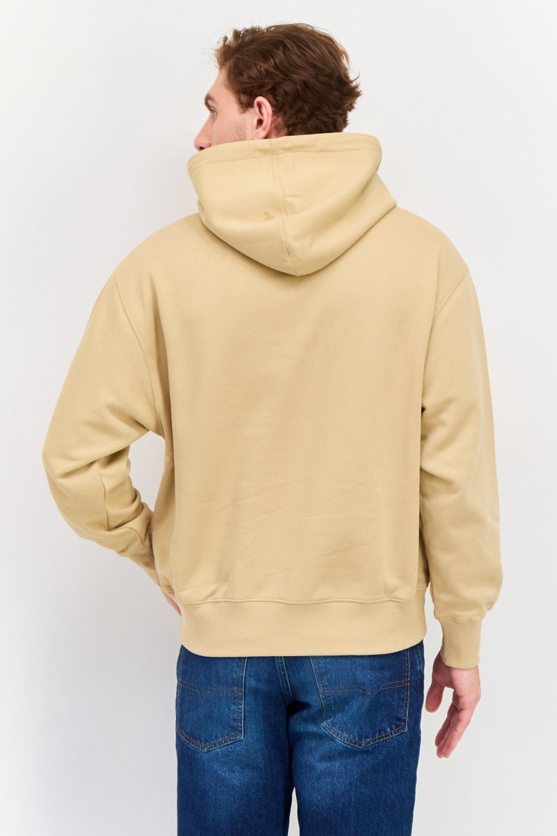 ESPRIT Men Hood Neck  Long Sleeves Brand Logo Hoodie, Tan  - Image 3