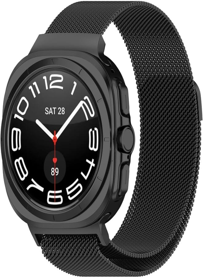 VeveXiao - VeveXiao Metal Band Compatible with Samsung Galaxy Watch 7 Ultra Bands, No Gap Milanese Stainless Steel Metal Magnetic Strap for Galaxy Watch 7 Ultra 47mm Women Men Straps - Image 1