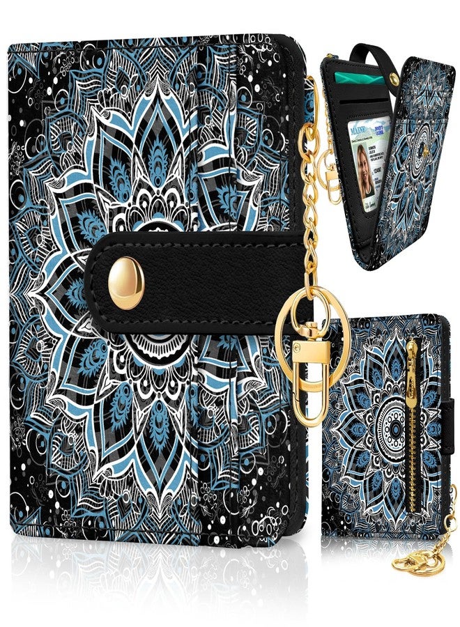 Jogjam Mandala Rfid Ladies Wallet, Small Slim Thin Compact Credit Card Women Wallet, PU Leather Bifold Cash Wallet, Zipper Coin Pocket & ID Window, Female Gifts - Image 1
