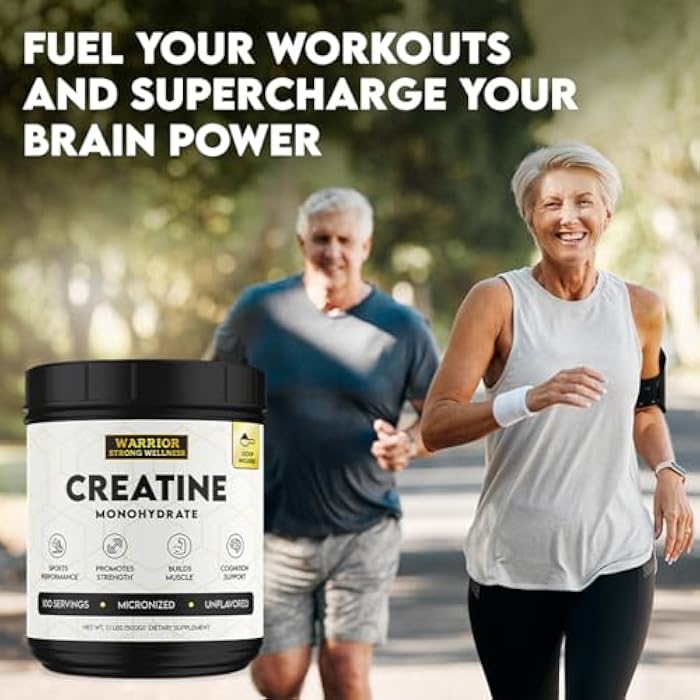 Warrior Strong Wellness Creatine Monohydrate Powder 1 lb, 100 Servings, ISO Certified Tested Vegan, Unflavored Micronized Powder- Support Muscles, Cellular Energy & Cognitive Function - Image 5