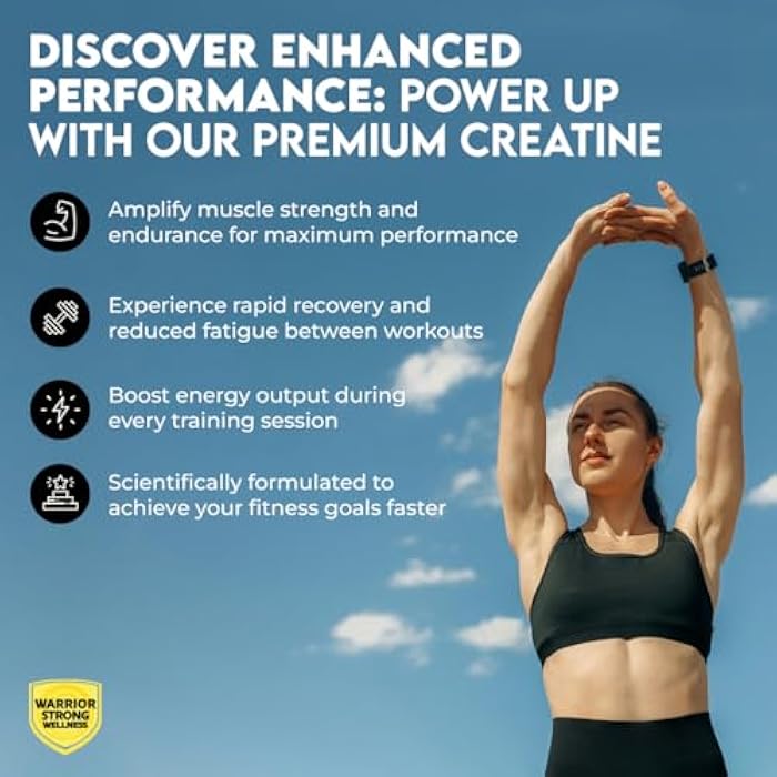 Warrior Strong Wellness Creatine Monohydrate Powder 1 lb, 100 Servings, ISO Certified Tested Vegan, Unflavored Micronized Powder- Support Muscles, Cellular Energy & Cognitive Function - Image 3