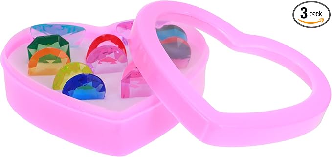 3 Sets Plastic Gems for DIY Crafts Kids Creative Play with Heart Box - Image 1
