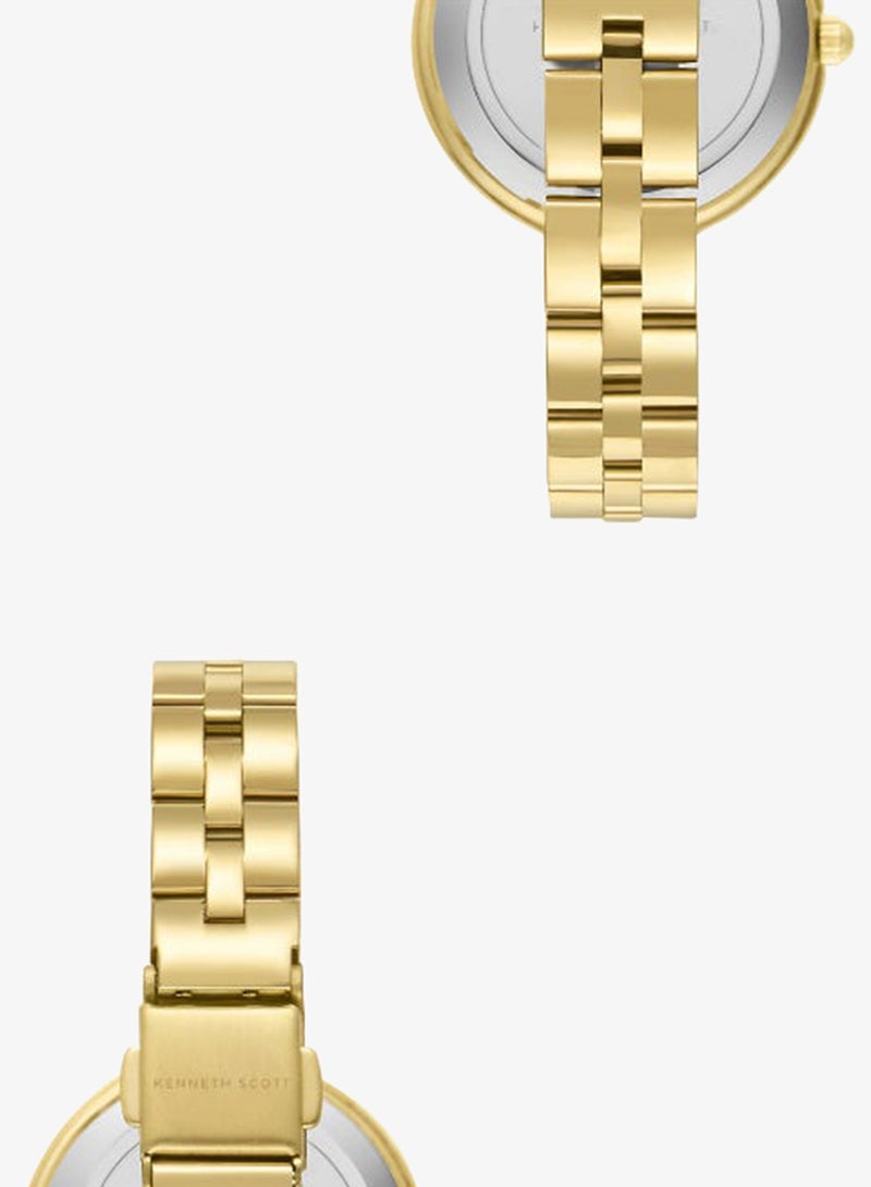 KENNETH SCOTT Women's Analog Display Watch With Gold Stainless Steel Strap - K23502-GBGN - Image 5