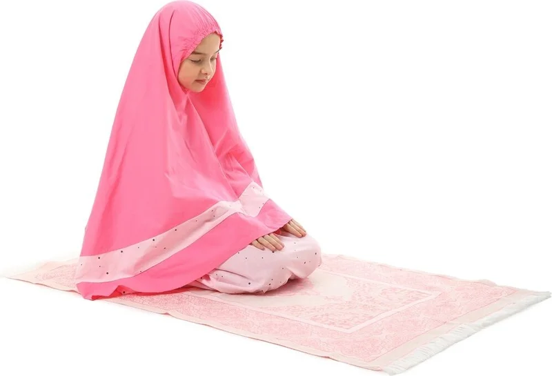Elanesa  Girl's Prayer Dress 3 Piece Colorful Star Printed with Prayer Mat