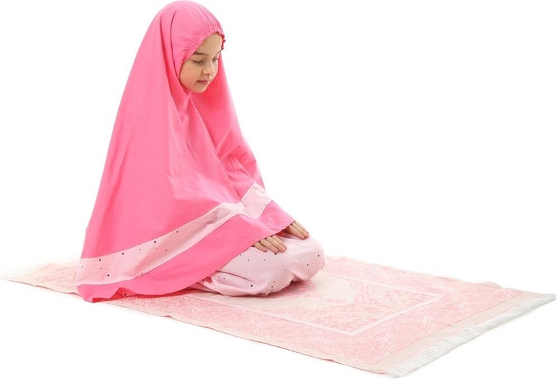 Elanesa  Girl's Prayer Dress 3 Piece Colorful Star Printed with Prayer Mat  - Image 3