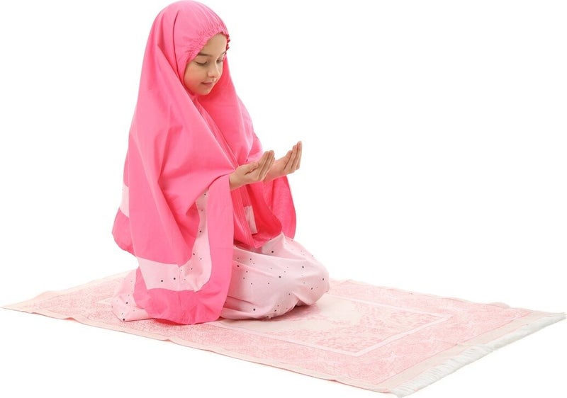Elanesa  Girl's Prayer Dress 3 Piece Colorful Star Printed with Prayer Mat  - Image 4