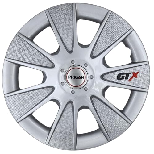 PRIGAN 15 Inch Universal Wheel Cover/Cap for All 14 Inch Cars (Size 15 Inch) (Set of 4 Pcs) (Press Fitting) Model- GTX Silver 15 - Image 1
