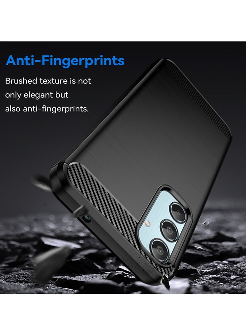 Samsung Galaxy M35 5G Rugged Shield Cover – Black. Brushed carbon fiber texture, shockproof TPU, anti-slip, slim, and lightweight for durable protection. - Image 3