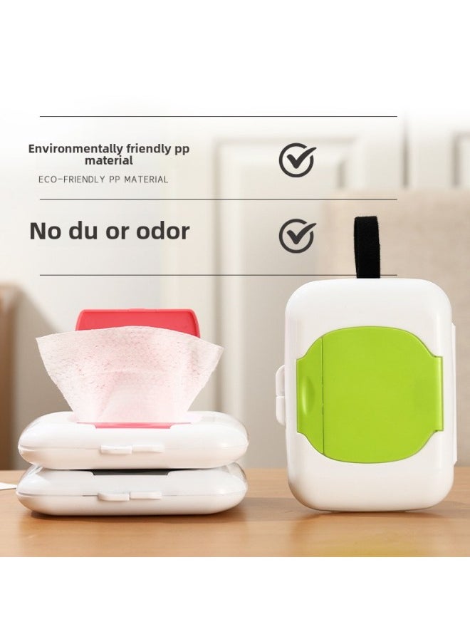 Generic Portable Wet Tissue Box Outdoor Travel Tissue Storage Box Baby Stroller Wet Tissue Box Baby Bed Wet Tissue Box Baby-Net Content:Green  - Image 5