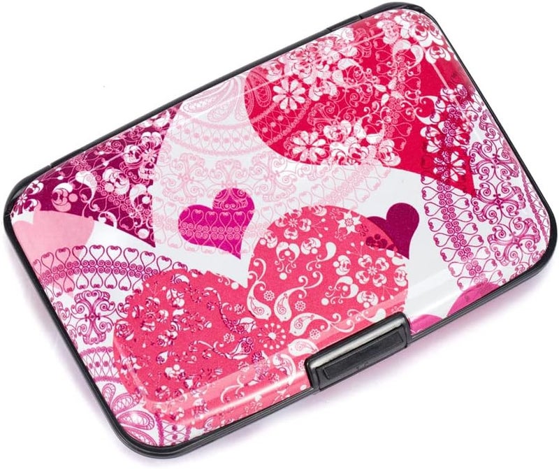 ELFISH Mini RFID Aluminum Wallet Credit Cards Holder Business Card Case Metal ID Case for Men Women (Heart) - Image 1