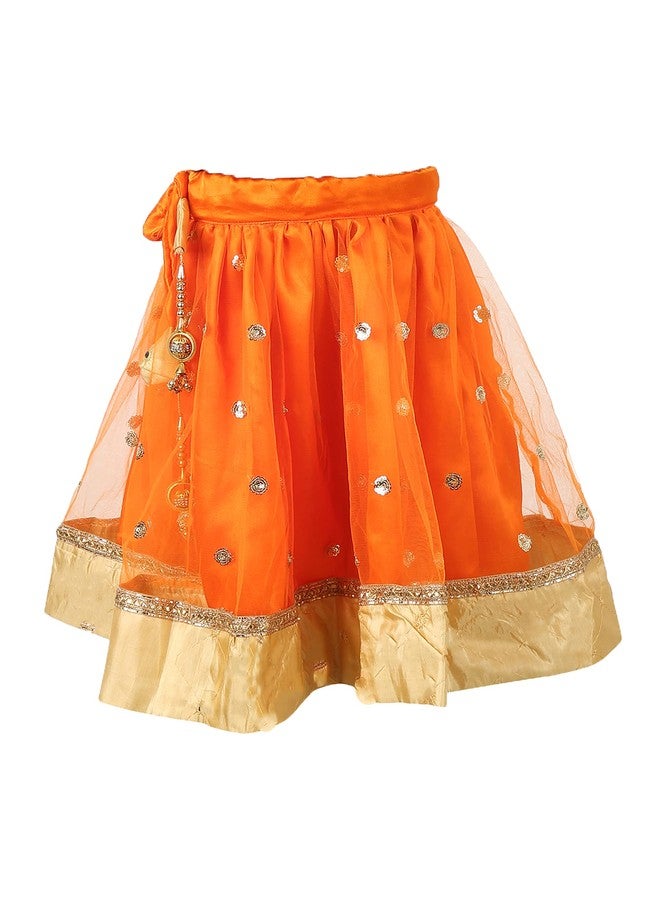 HIBA Lehenga Choli Set orange Colour For Baby Girl With Golden Top 4-5 years - Image 2