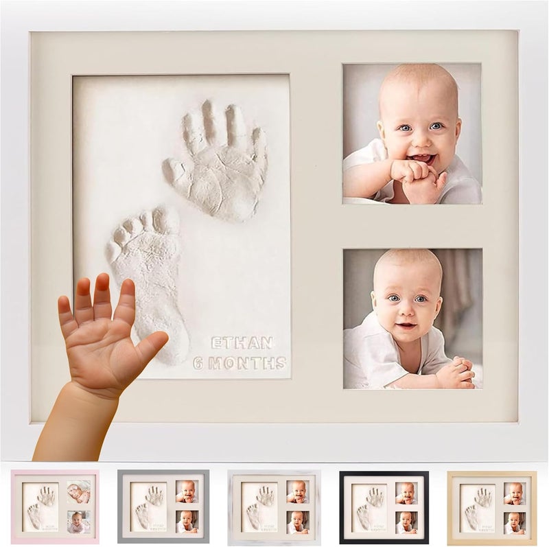 Bubzi Co Baby Handprint Footprint Makers Kit Keepsake Photo Frame for Newborn Boys & Girls, Baby Gifts, Personalized Baby Milestone Gift, Memory Art Picture Frames for Baby Registry, Nursery Decor - Image 1