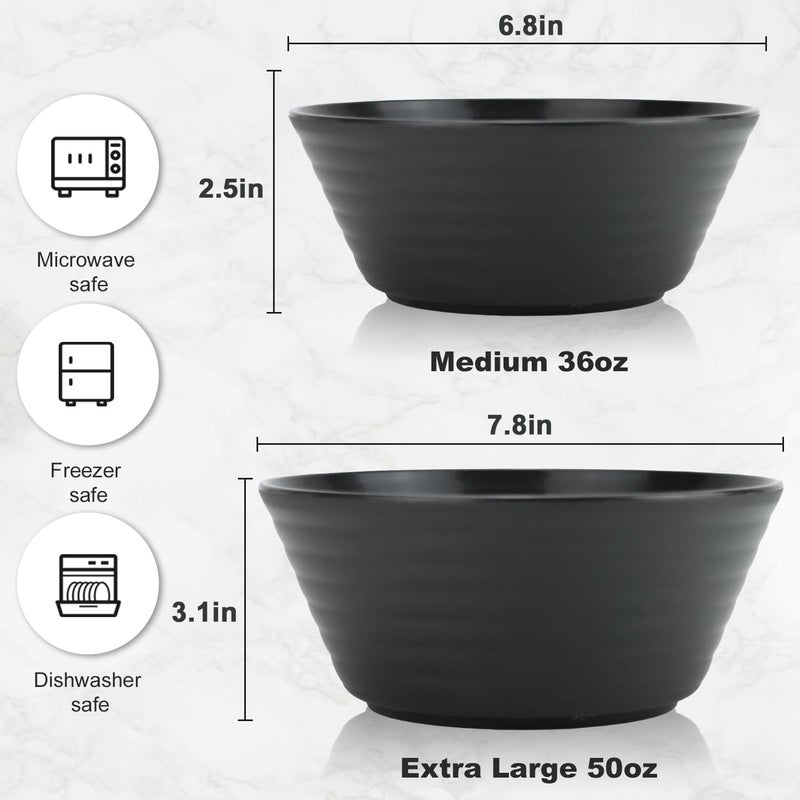 Wrova Wheat Straw Bowl Sets6 PCS Unbreakable Cereal Bowl 36 OZMicrowave and Dishwasher Safe BowlsSoup Bowl Sets BPA Free Apartment Bowl for Serving CerealOatmeal and Salad Black - Image 3