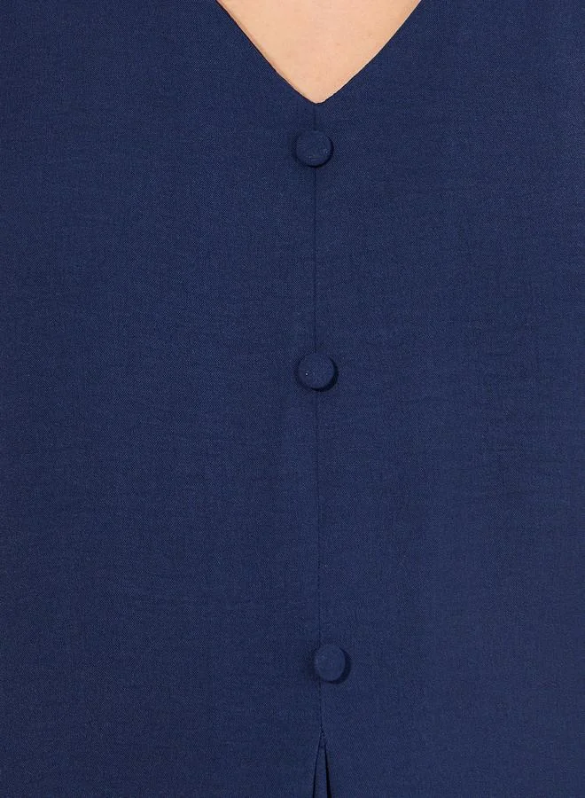 Styli V Neck Button Detail Under Abaya Dress