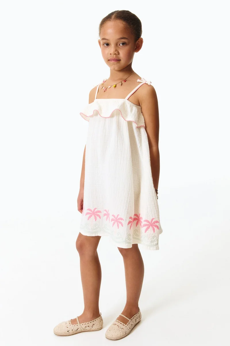 H&M Embroidered cotton muslin dress