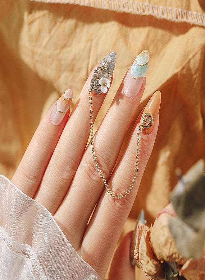 NICENEEDED 12 Strips 3D Jewelry Line Nail Chains, Gold Silver Dark Gray Nail Chains, Metal Nail Art Accessories with Box for Manicure Decoration DIY - Image 3