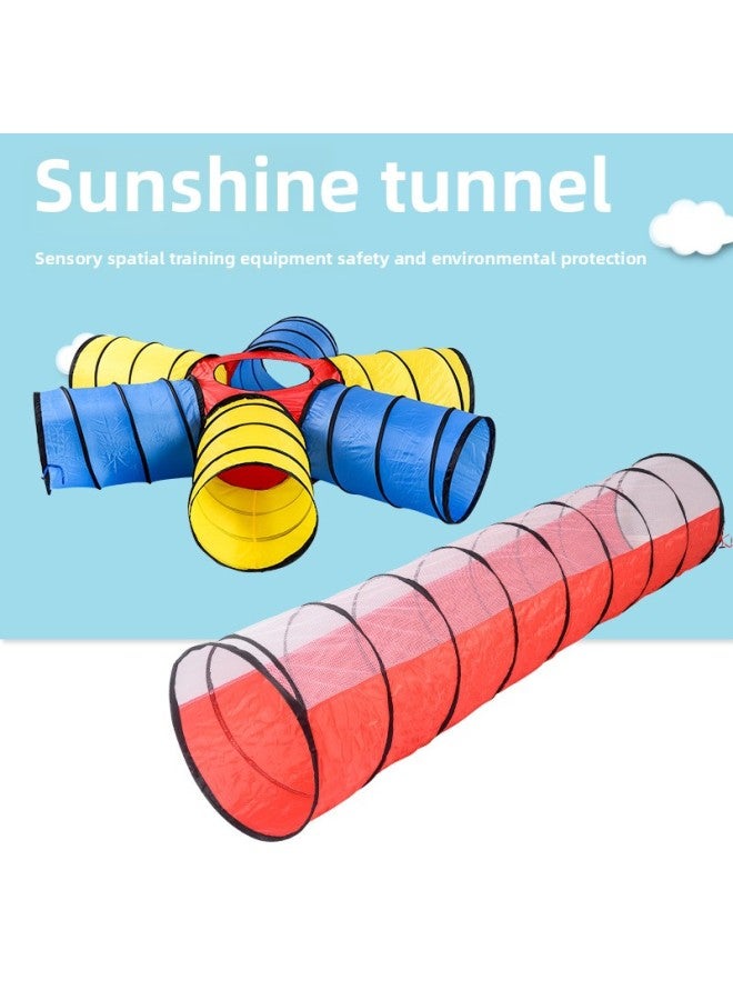Children's Sunshine Tunnel Crawler Sensor Training Equipment Baby's Indoor Toy Rainbow Caterpillar Drill Hole Tent-Color:Small Tunnel (blue) - Image 2