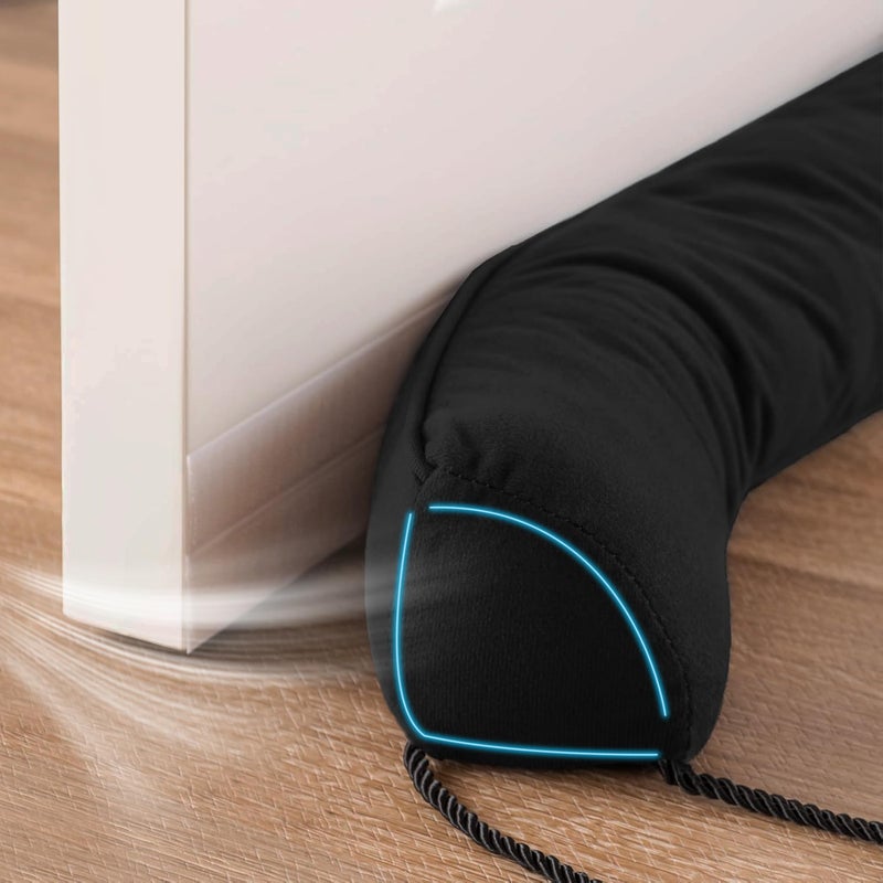 Sunolga 60" Weighted Door Draft Stopper, Right Angle Triangular Column Sound Proof Draft Guard, Black - Image 1
