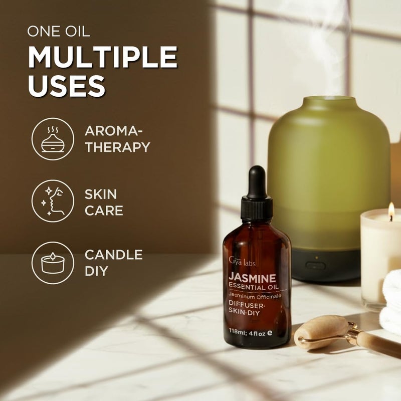 Gya Labs Jasmine Essential Oil - 4 Fl Oz - for Hair, Skin, Diffuser, Aromatherapy & DIY Candle Making Scent - Image 5