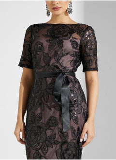 Adrianna Papell Mesh Tie Detailed Dress  - Image 3
