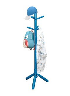 AFT Wood Coat Rack Freestanding, Entryway, Coat Stand with 6 Hooks & Stable Tri-Legged Base, Rubber Wood Coat Tree Hall Tree Coat Hanger for Home Hall Entryway, used in the kids Bedroom Living Room To Hang Clothes, Hats, Bags (Blue) Arfan  - Image 2