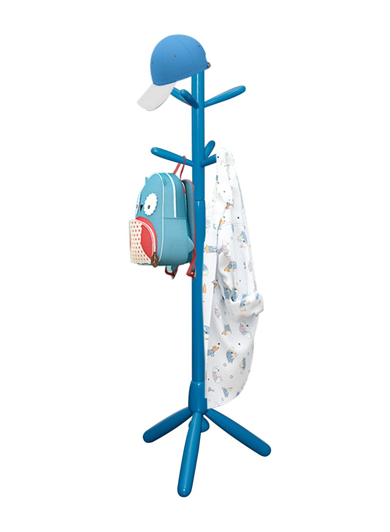 AFT Wood Coat Rack Freestanding, Entryway, Coat Stand with 6 Hooks & Stable Tri-Legged Base, Rubber Wood Coat Tree Hall Tree Coat Hanger for Home Hall Entryway, used in the kids Bedroom Living Room To Hang Clothes, Hats, Bags (Blue) Arfan  - Image 2