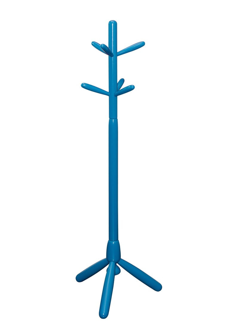 AFT Wood Coat Rack Freestanding, Entryway, Coat Stand with 6 Hooks & Stable Tri-Legged Base, Rubber Wood Coat Tree Hall Tree Coat Hanger for Home Hall Entryway, used in the kids Bedroom Living Room To Hang Clothes, Hats, Bags (Blue) Arfan  - Image 3