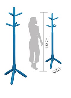 AFT Wood Coat Rack Freestanding, Entryway, Coat Stand with 6 Hooks & Stable Tri-Legged Base, Rubber Wood Coat Tree Hall Tree Coat Hanger for Home Hall Entryway, used in the kids Bedroom Living Room To Hang Clothes, Hats, Bags (Blue) Arfan  - Image 4