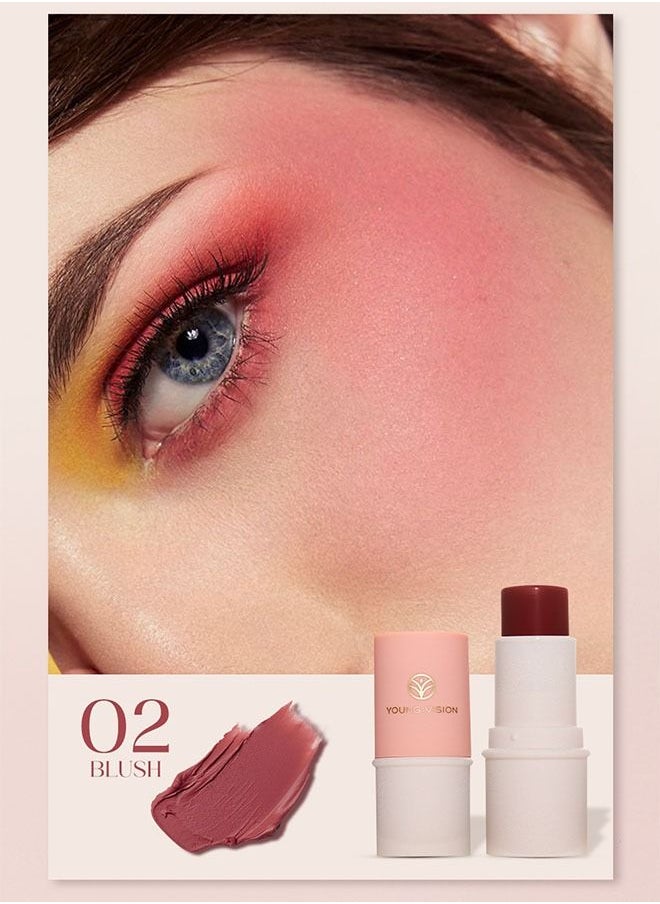 YOUNG VISION - Multi Function Blush Stick 02, Create Smooth Makeup For Cheeks, Lips, and Eyes, Can Easily Be Worn Alone or Under Makeup, Perfectly Blends Into Liquid Foundation, Suitable For Every Skin Tone - Image 1