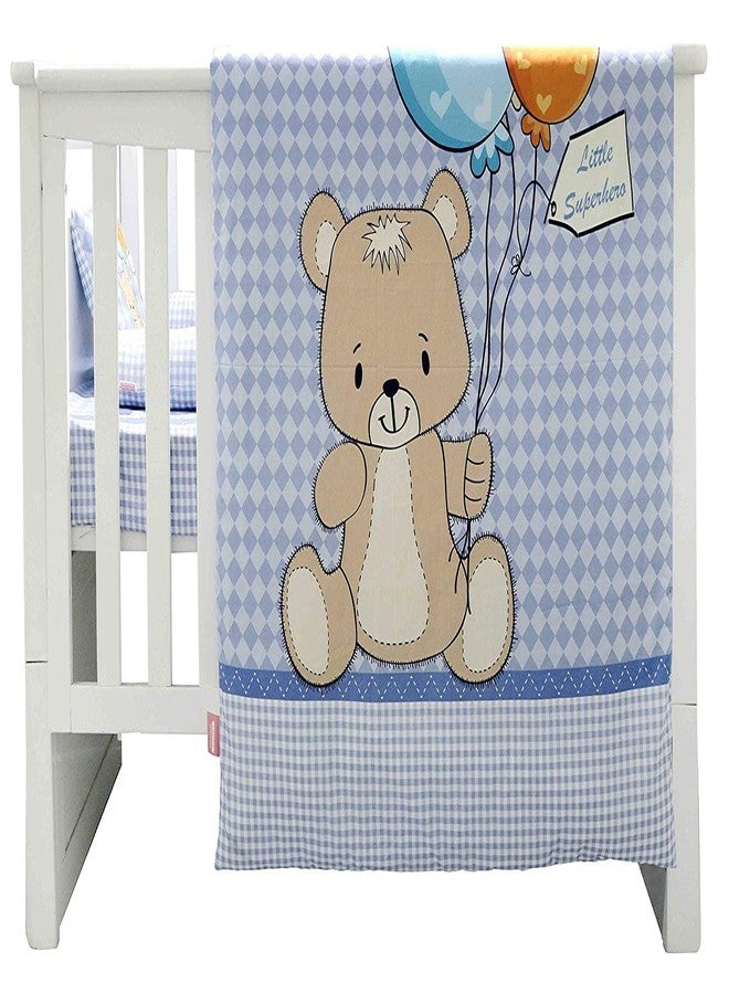 Infantso Super Soft Cotton Baby Crib Bedding Set for Newborns & Infants (Blue Set of 8) - Image 1