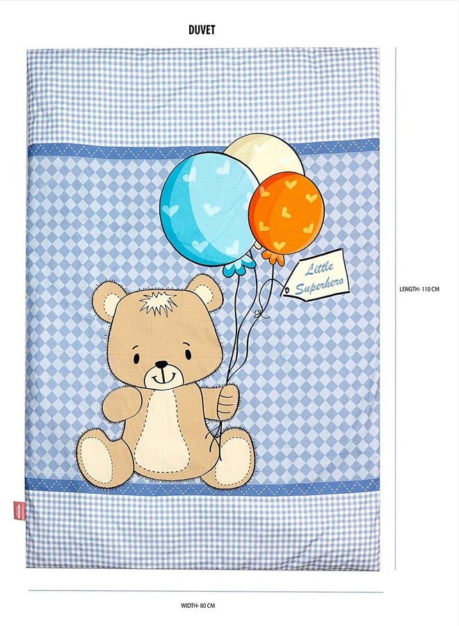 Infantso Super Soft Cotton Baby Crib Bedding Set for Newborns & Infants (Blue Set of 8) - Image 2