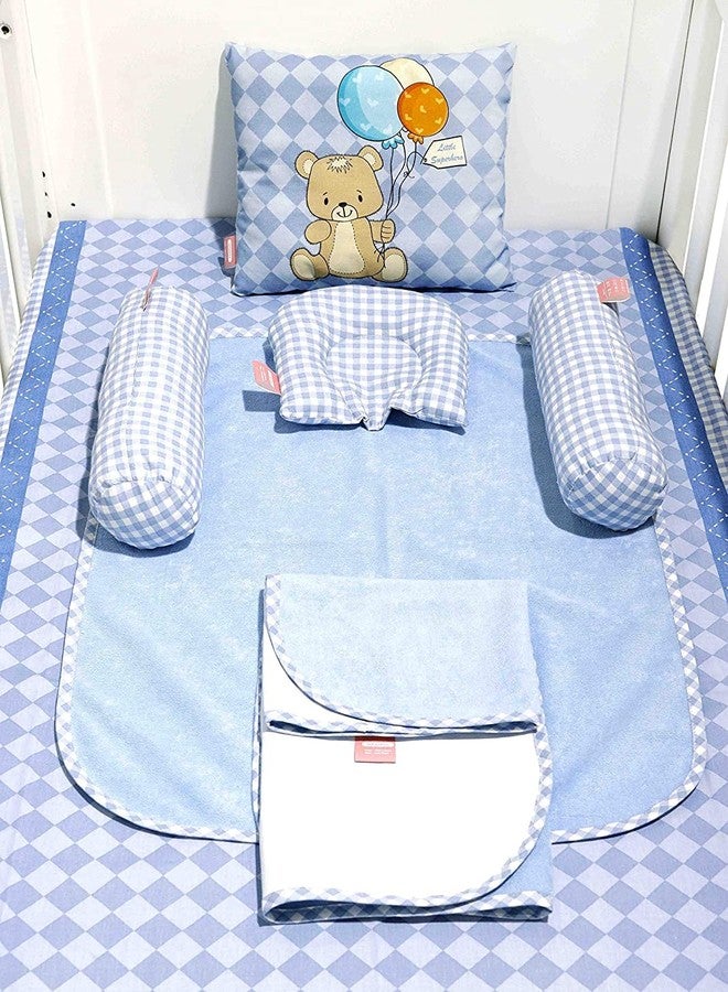 Infantso Super Soft Cotton Baby Crib Bedding Set for Newborns & Infants (Blue Set of 8) - Image 3