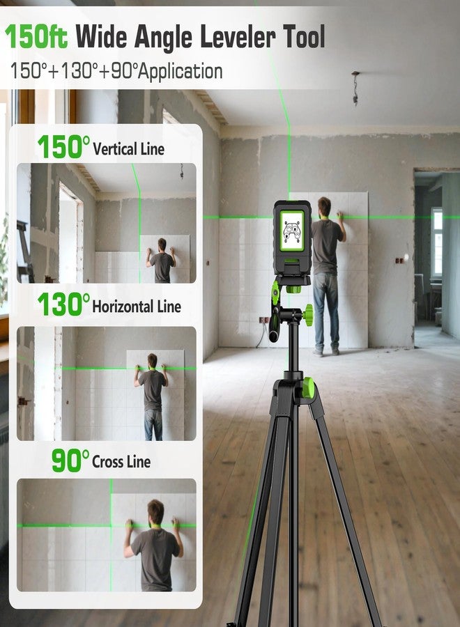 Huepar Laser Level with 60in Tripod, Huepar 150°/150Ft Self Leveling Lazer Leveler Tool with Pulse Mode (197Ft), Switchable Green Cross Line for Picture Hanging, Tile, DIY/Construction Project - Image 3