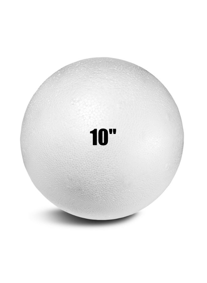 CRAFT MAGIC 10 Inch Large White Styrofoam Ball – 1 Piece Smooth Solid Foam Sphere for DIY Crafts, School Projects & Home Decorations - Image 1