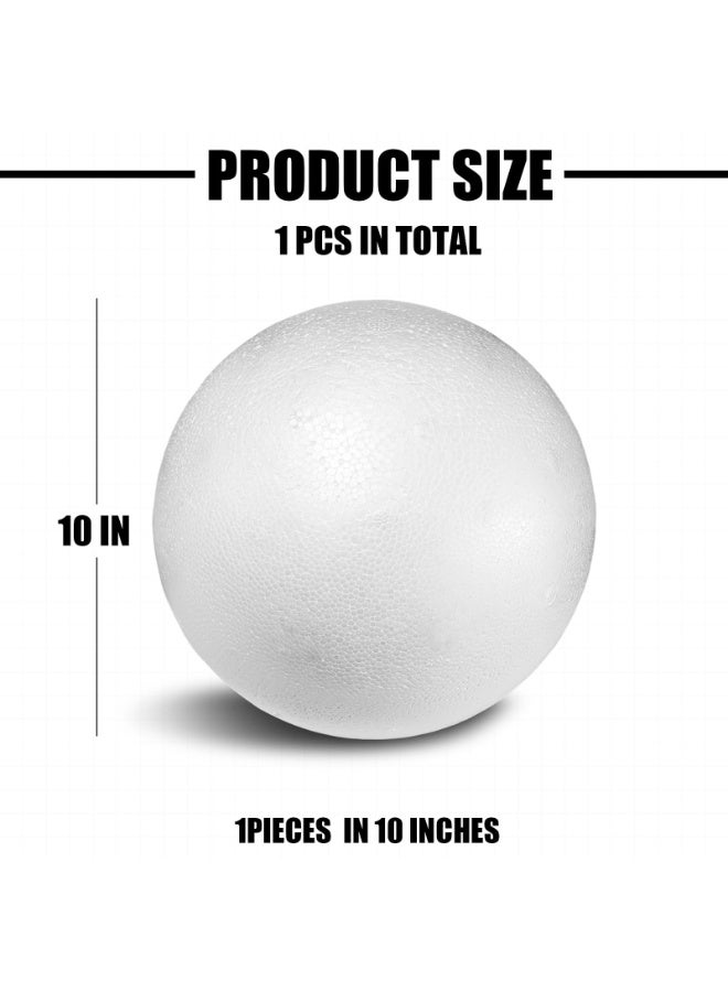 CRAFT MAGIC 10 Inch Large White Styrofoam Ball – 1 Piece Smooth Solid Foam Sphere for DIY Crafts, School Projects & Home Decorations - Image 2