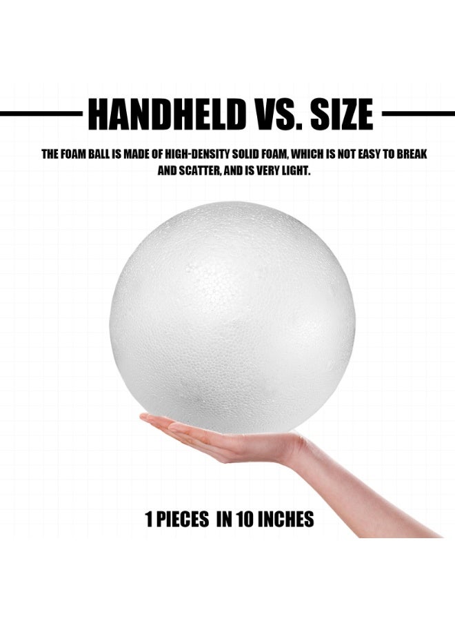 CRAFT MAGIC 10 Inch Large White Styrofoam Ball – 1 Piece Smooth Solid Foam Sphere for DIY Crafts, School Projects & Home Decorations - Image 3