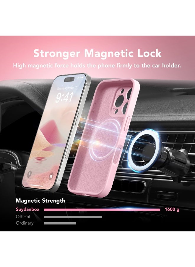 SUYDANBOX Magnetic for iPhone 16 Pro Max Case, Compatible with MagSafe, [Full Camera Protection][Screen Protector] Silicone Shockproof Protective Phone Case for iPhone 16 Pro Max 6.9", Pink - Image 3