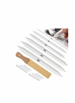 12 PCS Blending Stumps and Paper Art Blenders with Sandpaper Pencil Sharpener Pointer for Student Artist Charcoal Sketch Drawing Tools