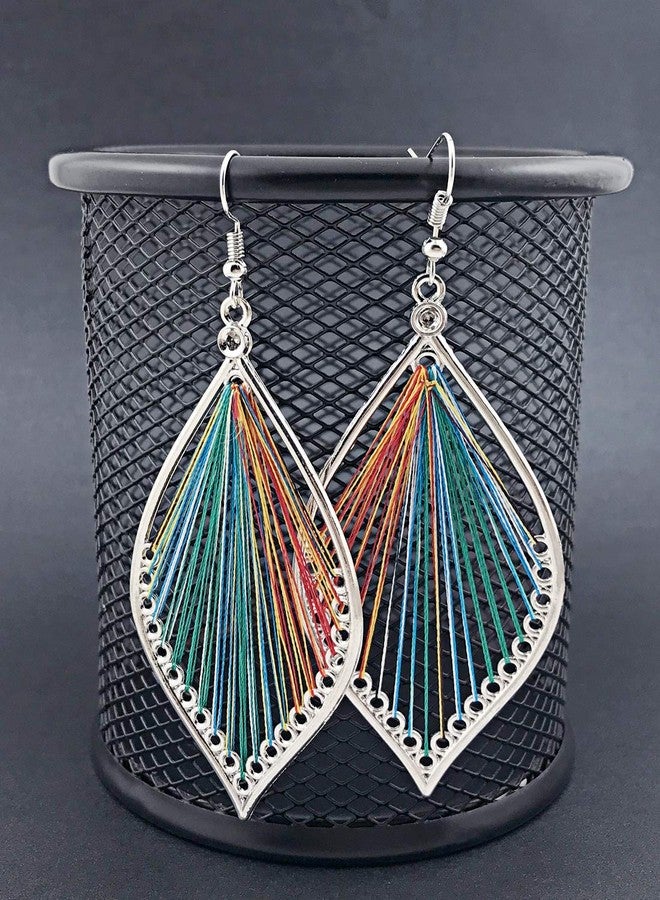 RONLLNA Earrings For Women Colorful Layered Tassel Earrings Bohemian Dangle Drop Tiered Tassel Druzy Stud Earrings Women Gifts - Image 2