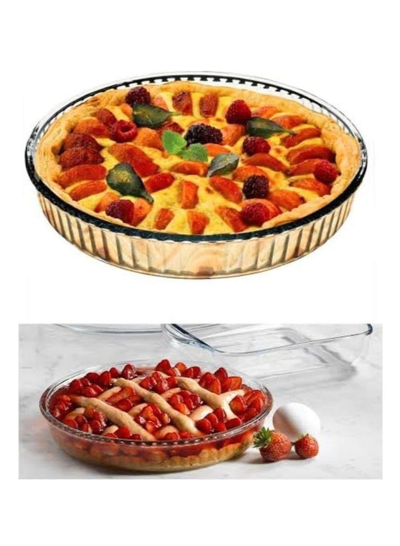 بوركام مجموعة صواني زجاجية مكونة من قطعتين شفاف 32x32x6سم - Image 2