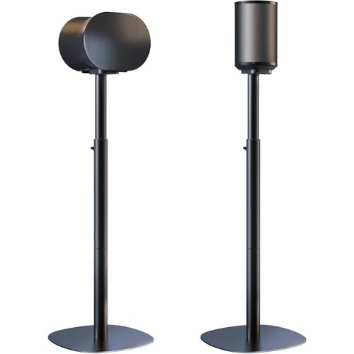 PUTORSEN Speaker Stands for Sonos Era-100 & Era-300 - Height Adjustable Floor Stands 29.1''–39'', Dual-Mount Base for Space-Saving Placement, Concealed Cable Management, 11 lbs Max Load, 1 Pair, Black - Image 1