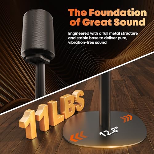 PUTORSEN Speaker Stands for Sonos Era-100 & Era-300 - Height Adjustable Floor Stands 29.1''–39'', Dual-Mount Base for Space-Saving Placement, Concealed Cable Management, 11 lbs Max Load, 1 Pair, Black - Image 5