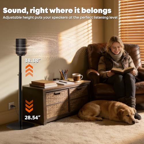 PUTORSEN Speaker Stands for Sonos Era-100 & Era-300 - Height Adjustable Floor Stands 29.1''–39'', Dual-Mount Base for Space-Saving Placement, Concealed Cable Management, 11 lbs Max Load, 1 Pair, Black - Image 3