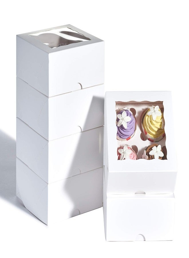 RomanticBaking 50 Pack White 4 Cupcake boxes with Window Chocolate Bomb Boxes Bakery Box Cookies Boxes Strawberry Boxes - Image 1