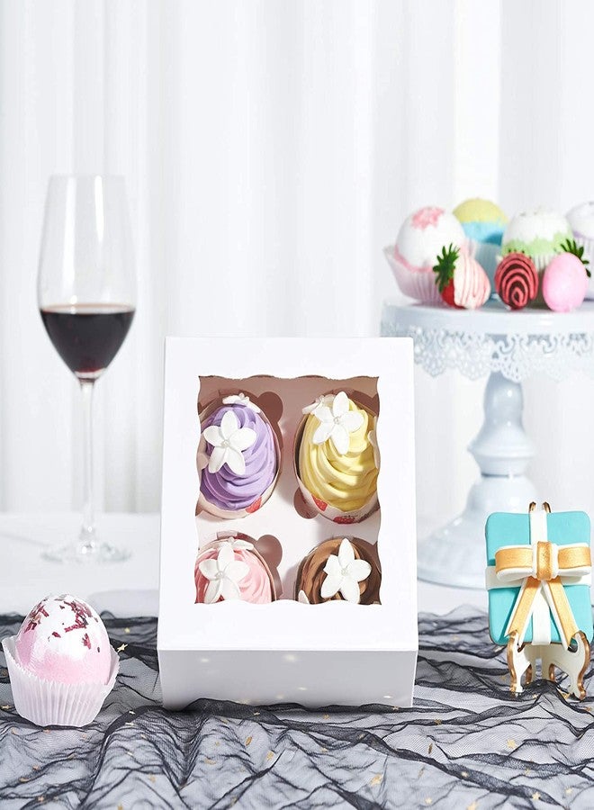 RomanticBaking 50 Pack White 4 Cupcake boxes with Window Chocolate Bomb Boxes Bakery Box Cookies Boxes Strawberry Boxes - Image 5