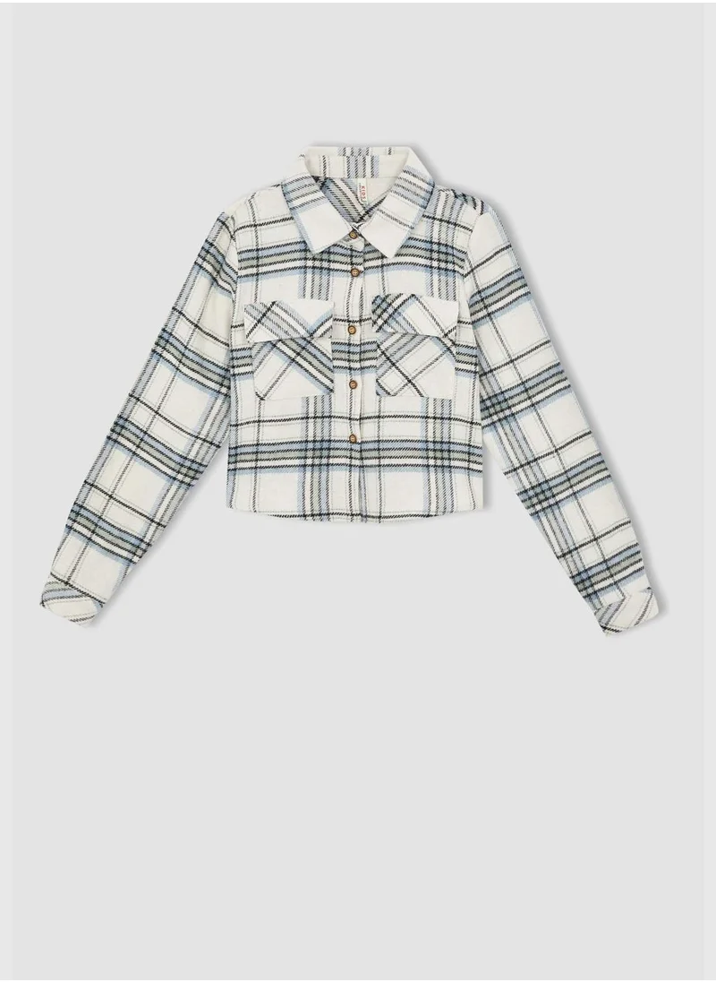 ديفاكتو Long Sleeve Check Print Shirt